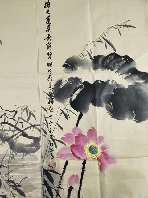古玩字畫(己保真)中國美術(shù)家協(xié)會理事.教授 馬新林《花鳥四屏》拍賣，當前價格3699元