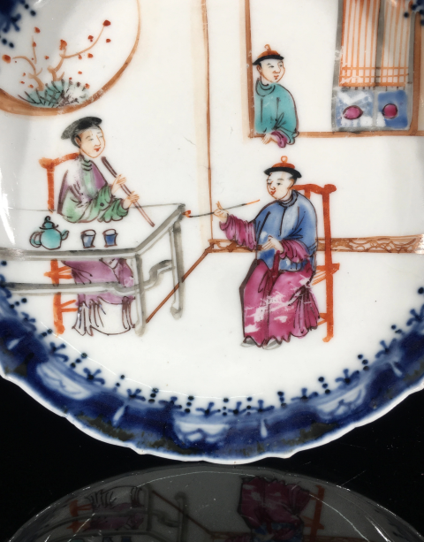 古玩陶瓷清乾隆青花廣彩人物故事紋花口盤拍賣，當前價格3200元