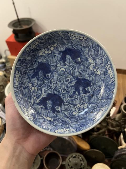 古玩雜項青花魚紋盤拍賣，當前價格299元