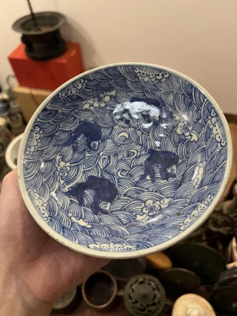 古玩雜項青花魚紋盤拍賣，當前價格299元