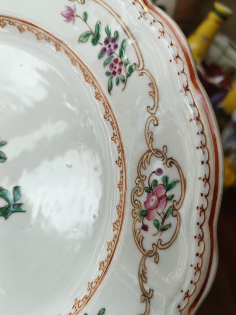 古玩陶瓷【清乾隆】精品花鳥紋彩繪花口盤拍賣,當前價格2980元