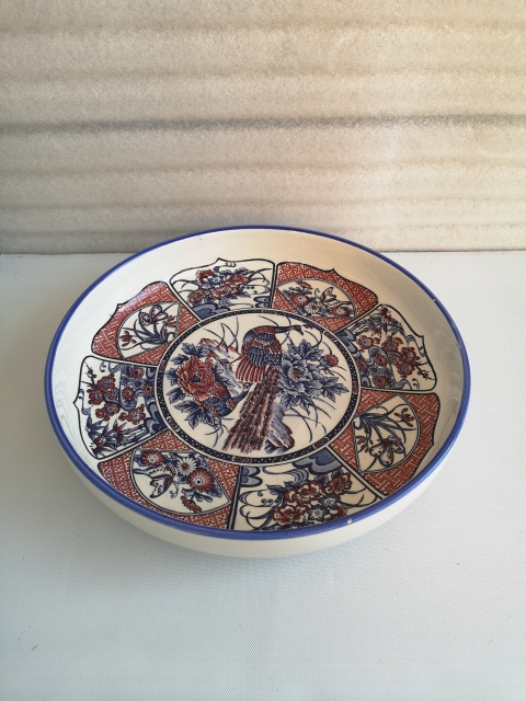 古玩陶瓷上世紀晚期花鳥紋彩瓷盤拍賣,當前價格398元