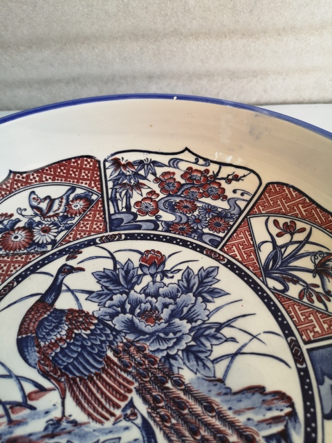 古玩陶瓷上世紀晚期花鳥紋彩瓷盤拍賣,當前價格398元