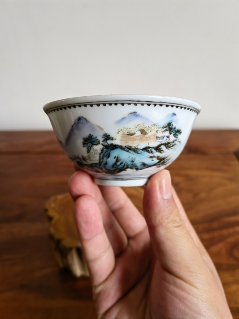 古玩陶瓷民國大新珍品款山水紋茶園拍賣,當前價格350元