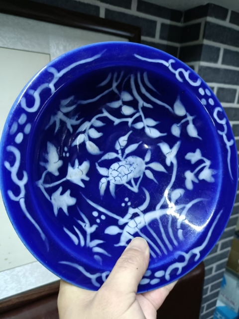 古玩陶瓷霽藍釉堆白花卉紋高足貢盤拍賣,當前價格3200元