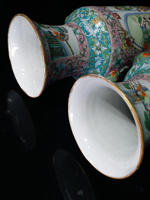 古玩陶瓷晚清人物紋雙鋪首廣彩瓶2只拍賣,當前價格19800元