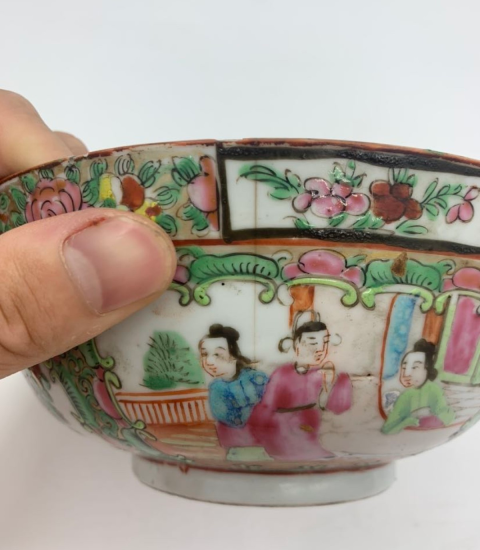 古玩陶瓷晚清光緒廣彩描金人物故事紋碗拍賣，當前價格1550元