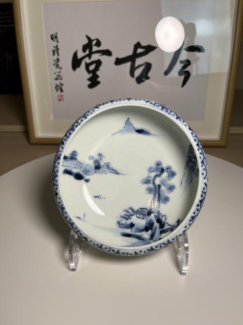 中国　大明萬暦年製款　青花　山水人物文碗　V　8711 T10241637323326897.JPG