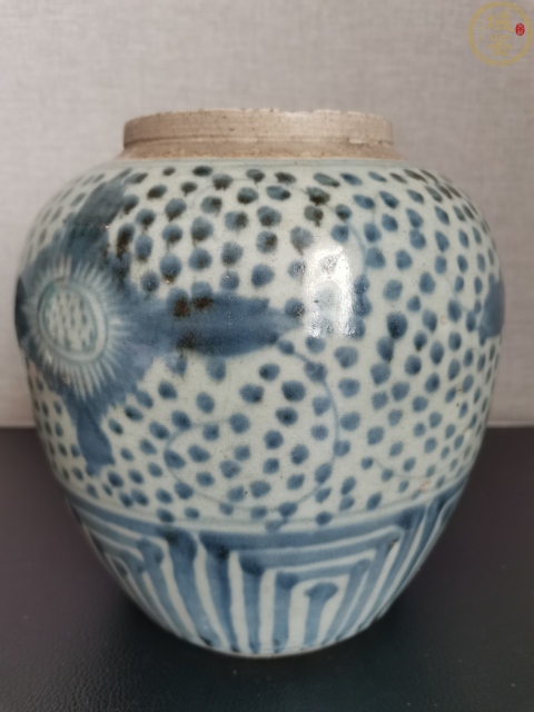 古玩陶瓷清中.花卉青花罐拍賣,當(dāng)前價格496元