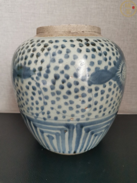 古玩陶瓷清中.花卉青花罐拍賣,當(dāng)前價格496元