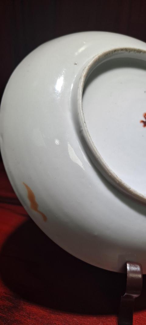 古玩陶瓷清末民國景德鎮窯口盤腸結款四季花海粉彩盤拍賣，當前價格1200元