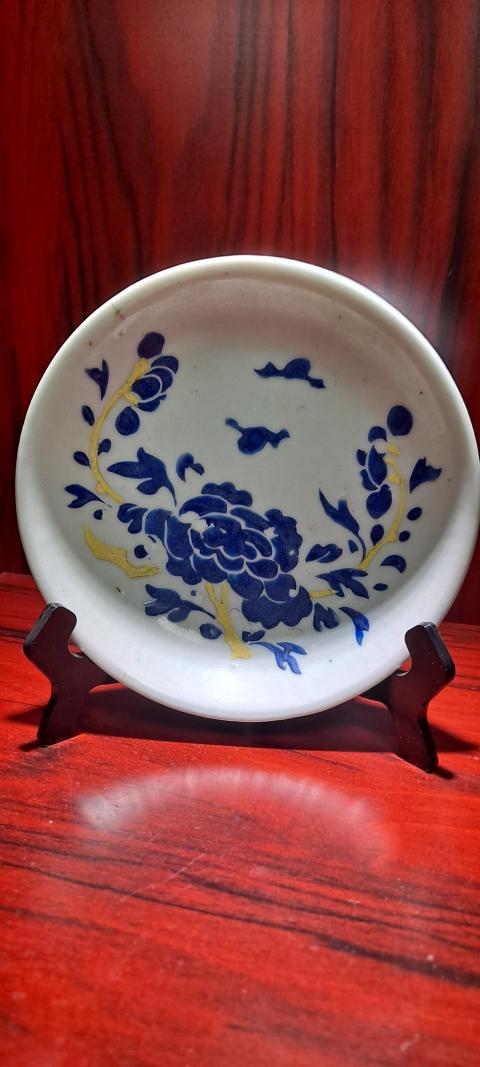 古玩陶瓷清中早藍料彩盤拍賣，當前價格1800元