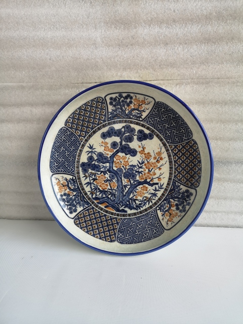 古玩陶瓷歲寒三友松竹梅彩瓷盤拍賣,當前價格398元