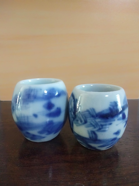 古玩陶瓷一對青花鳥食罐拍賣,當前價格1900元