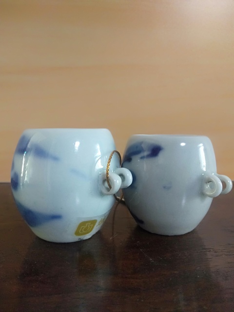 古玩陶瓷一對青花鳥食罐拍賣,當前價格1900元