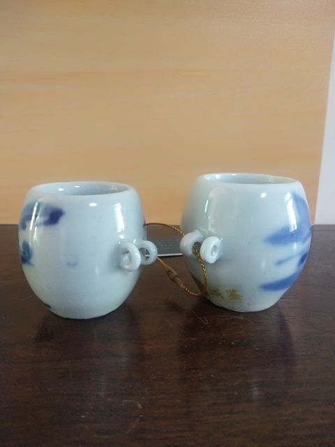 古玩陶瓷一對青花鳥食罐拍賣,當前價格1900元