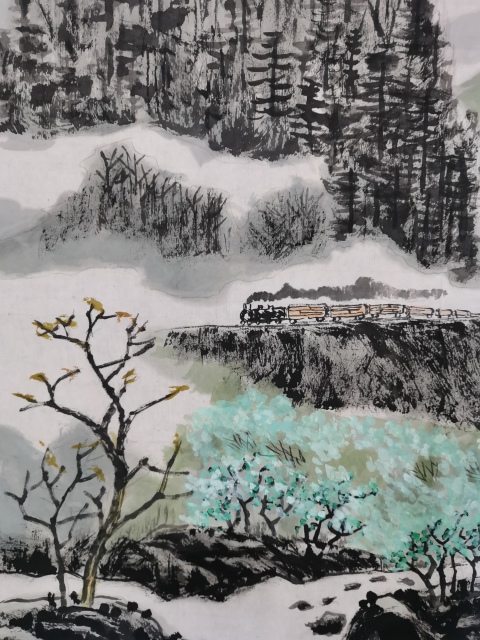古玩字畫老中美協會員享受國務院特殊津貼著名畫家朱脩立山水圖拍賣,當前價格1288元