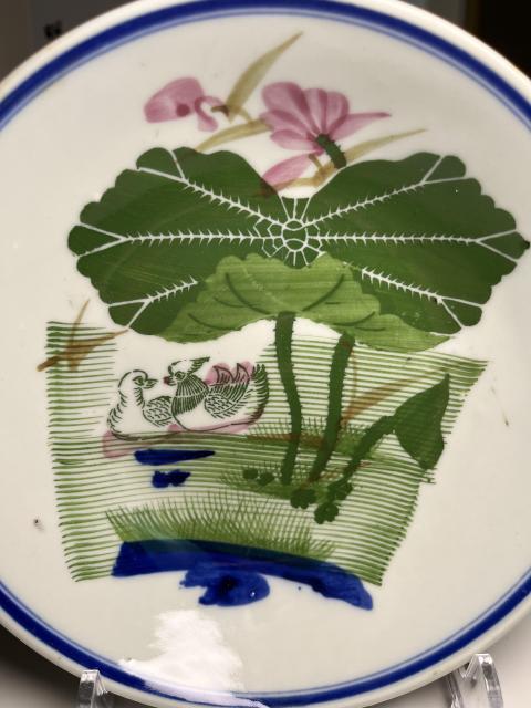 古玩陶瓷民國 精品蓮池游禽滿池嬌彩繪盤拍賣，當前價格280元