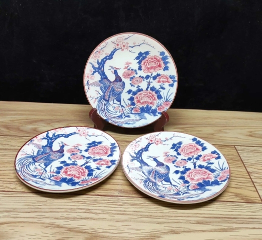 古玩陶瓷日本昭和花鳥紋彩繪盤拍賣,當前價格260元