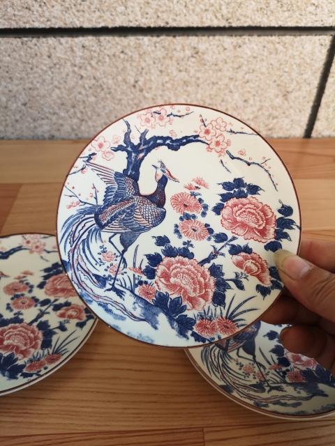 古玩陶瓷日本昭和花鳥紋彩繪盤拍賣,當前價格260元