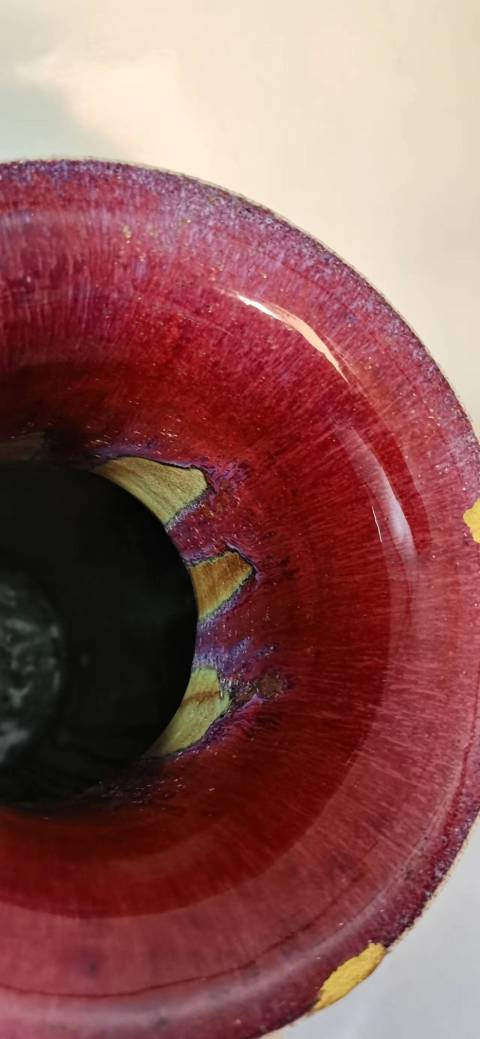 古玩陶瓷窯變紅釉賞瓶拍賣，當前價格16800元