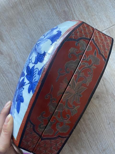 古玩陶瓷晚清青花花鳥紋瓷片蓋盒拍賣,當前價格450元