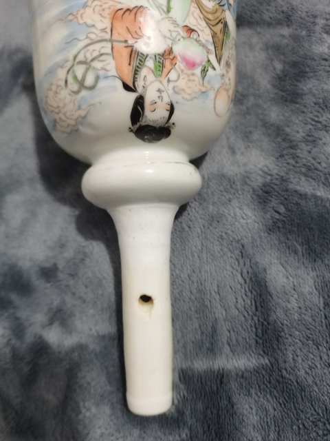 古玩陶瓷民國(guó)粉彩祝壽圖吉字瓶(燭臺(tái))拍賣(mài)，當(dāng)前價(jià)格999元