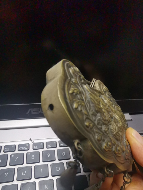 古玩雜項麒麟送子銅鎖牌拍賣,當前價格299元