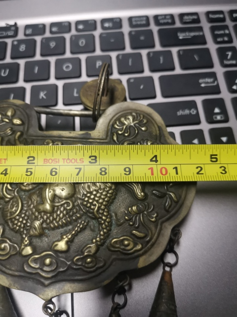 古玩雜項麒麟送子銅鎖牌拍賣,當前價格299元