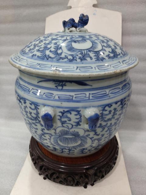 古玩陶瓷青花纏枝勾蓮紋四系粥罐拍賣，當前價格2880元