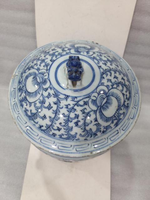古玩陶瓷青花纏枝勾蓮紋四系粥罐拍賣，當前價格2880元