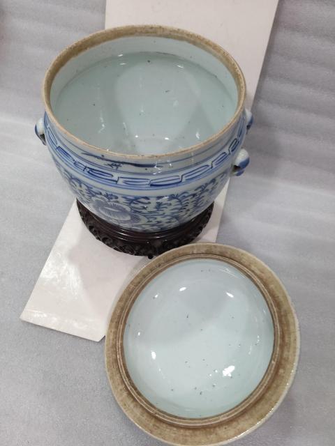 古玩陶瓷青花纏枝勾蓮紋四系粥罐拍賣，當前價格2880元