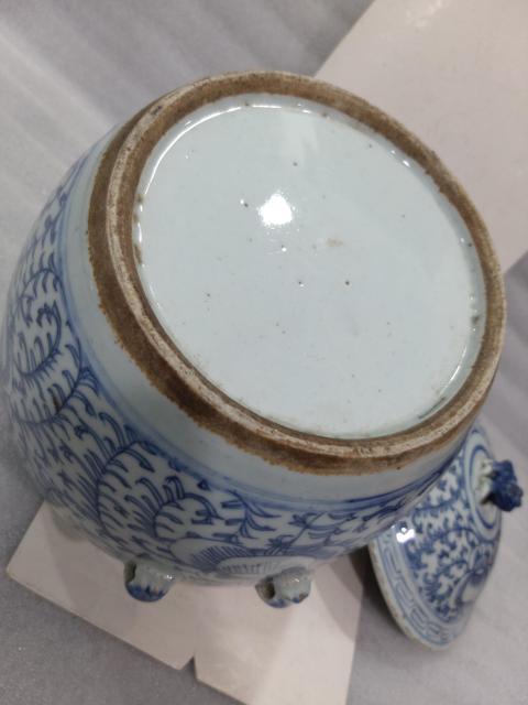 古玩陶瓷青花纏枝勾蓮紋四系粥罐拍賣，當前價格2880元
