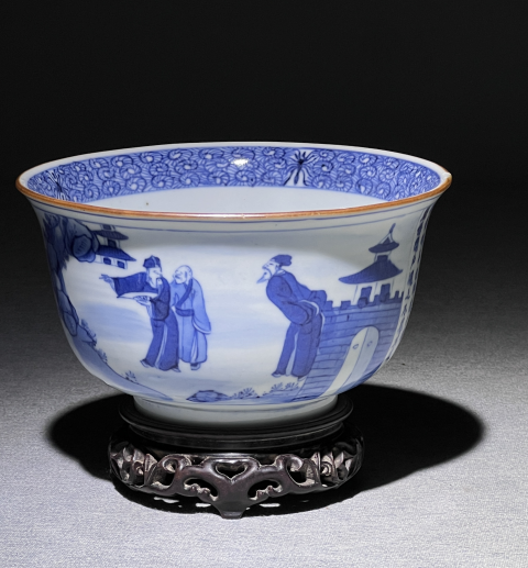 域鉴古玩】清道光后赤壁赋青花大碗鉴定结果_清道光后赤壁赋青花