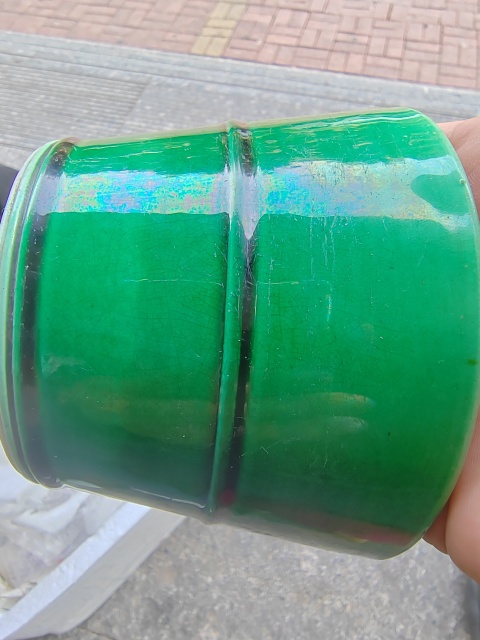 古玩陶瓷民國瓜皮綠顏料罐拍賣，當(dāng)前價格1600元