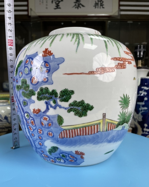 古玩陶瓷清晚期 青花五彩嬰戲圖大罐（斗彩官窯款）拍賣，當前價格15000元