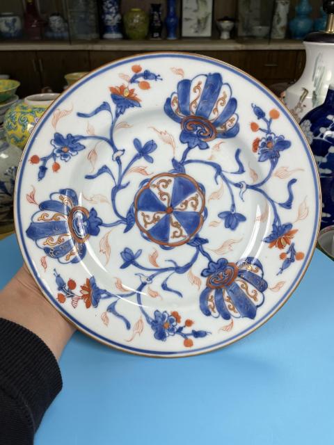 古玩陶瓷康熙極品青花五彩描金徽章紋盤(英國貴族定制)拍賣,當前價格1600元