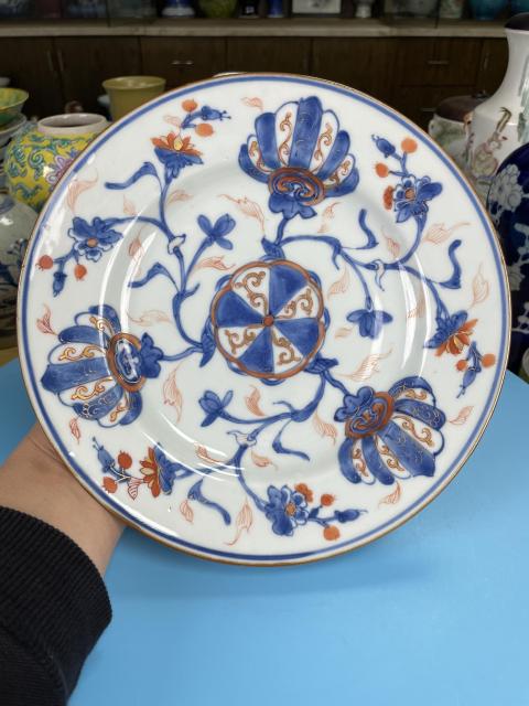 古玩陶瓷康熙極品青花五彩描金徽章紋盤(英國貴族定制)拍賣,當前價格1600元