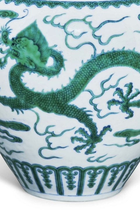 古玩陶瓷清乾隆 斗彩綠龍蓋罐（御用官窯）拍賣，當(dāng)前價格1390000元