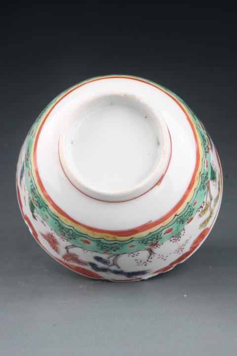 古玩陶瓷6848-51】清康熙  五彩通景風光樓閣人物圖杯盤拍賣，當前價格4500元