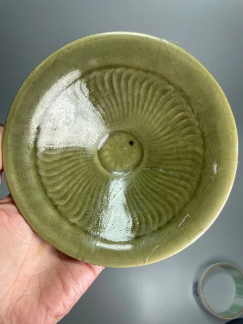 古玩陶瓷耀州窯青釉旋風紋盞拍賣，當前價格4888元