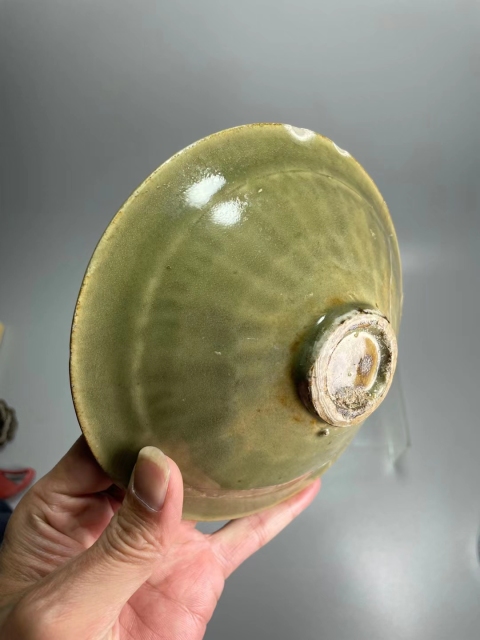 古玩陶瓷耀州窯青釉旋風紋盞拍賣，當前價格4888元