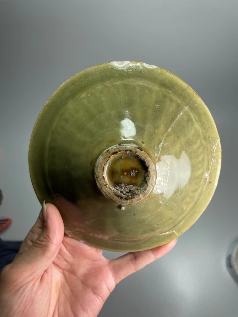 古玩陶瓷耀州窯青釉旋風紋盞拍賣，當前價格4888元
