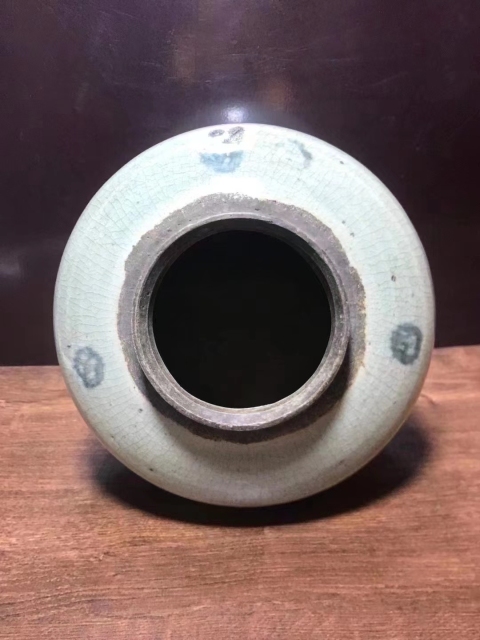 古玩陶瓷清中.哥釉青花錢紋罐拍賣，當前價格1650元