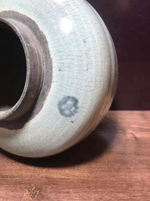 古玩陶瓷清中.哥釉青花錢紋罐拍賣，當前價格1650元