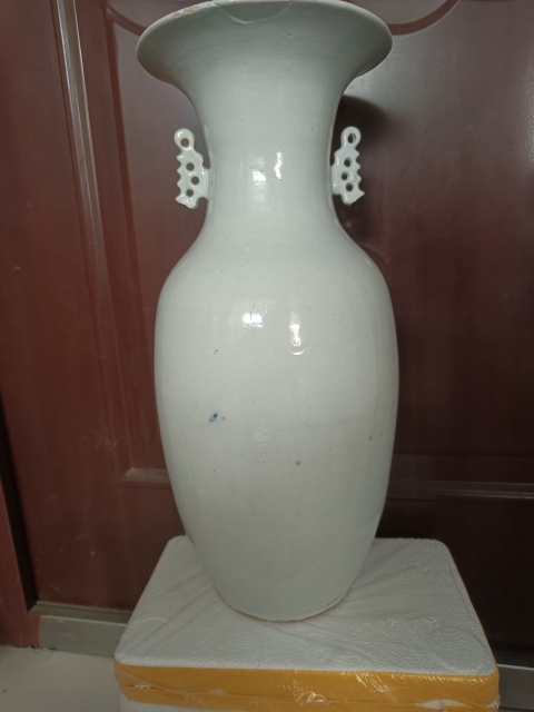 古玩陶瓷光緒豆青釉青花博古花卉紋撇口瓶拍賣，當(dāng)前價(jià)格1600元
