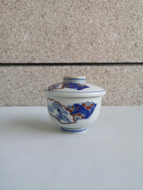 古玩陶瓷出口創匯期青花加彩蓋杯拍賣，當前價格198元