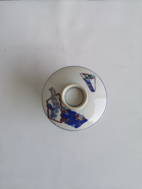 古玩陶瓷出口創匯期青花加彩蓋杯拍賣，當前價格198元
