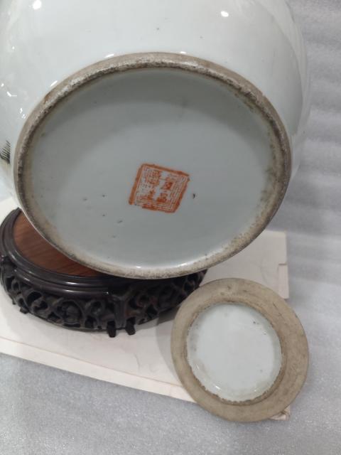 古玩陶瓷【望月樓】民國墨彩描金松鶴紋描金冬瓜罐拍賣，當前價格1600元