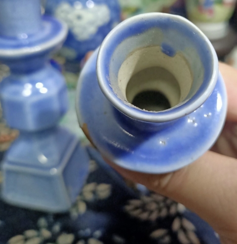 古玩陶瓷民國藍釉燭臺拍賣,當前價格3200元